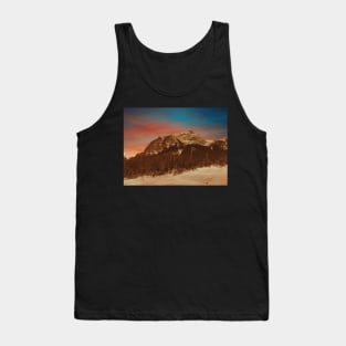 Sunset over the snowy mountains Tank Top